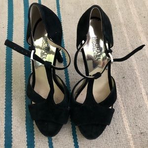 Michael Kors Black suede platform stilettos